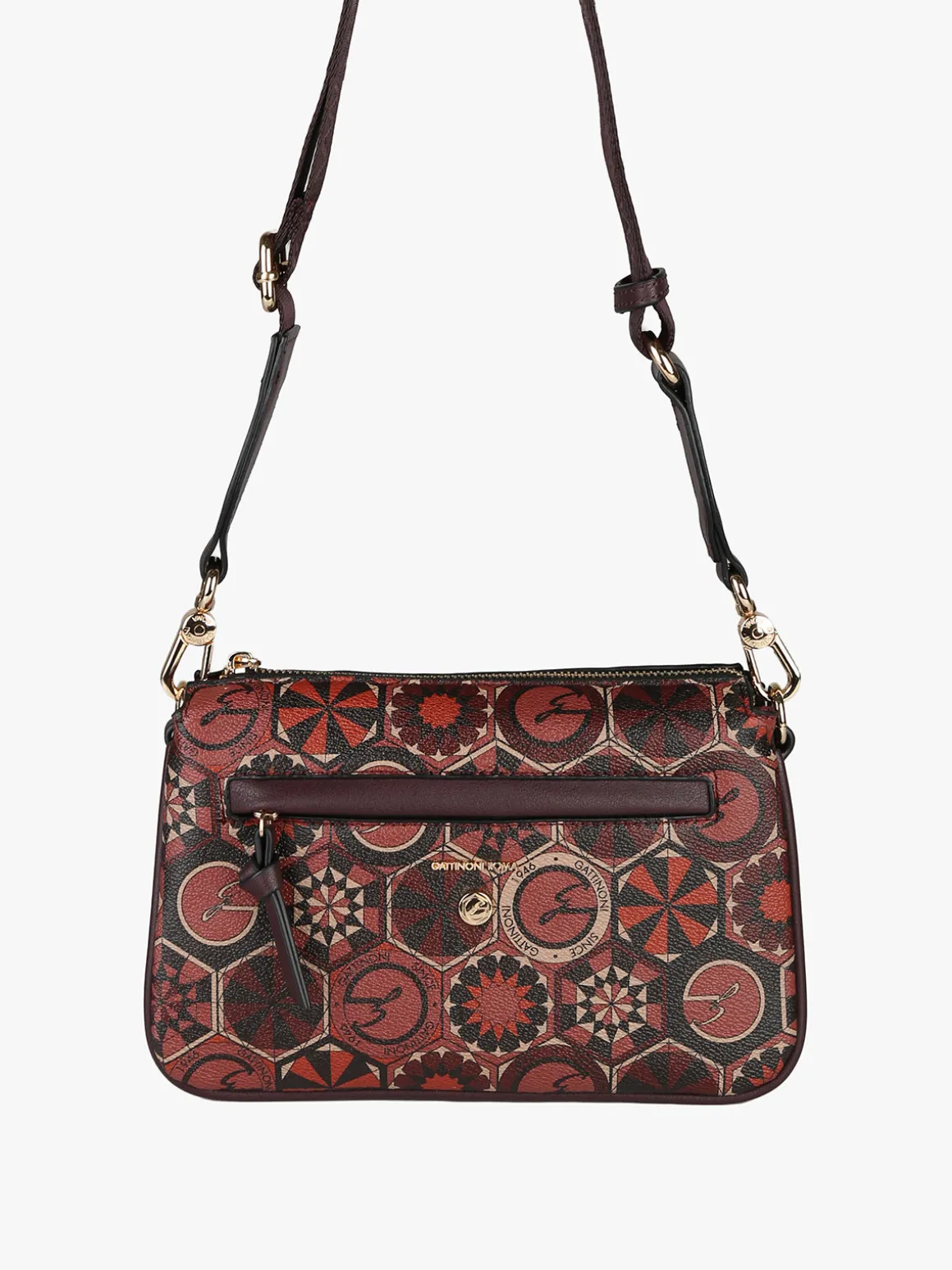 Gattinoni Tracolla donna multitasche con stampe - bordeaux