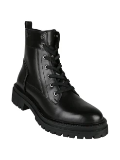 Geox D IRIDEA C Anfibi donna in pelle con lacci e zip - nero