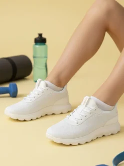 Geox D SPHERICA PLUS Sneakers donna con lacci elastici - bianco
