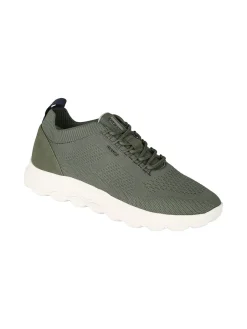 Geox SPHERICA Sneakers uomo stringate in maglia - verde scuro