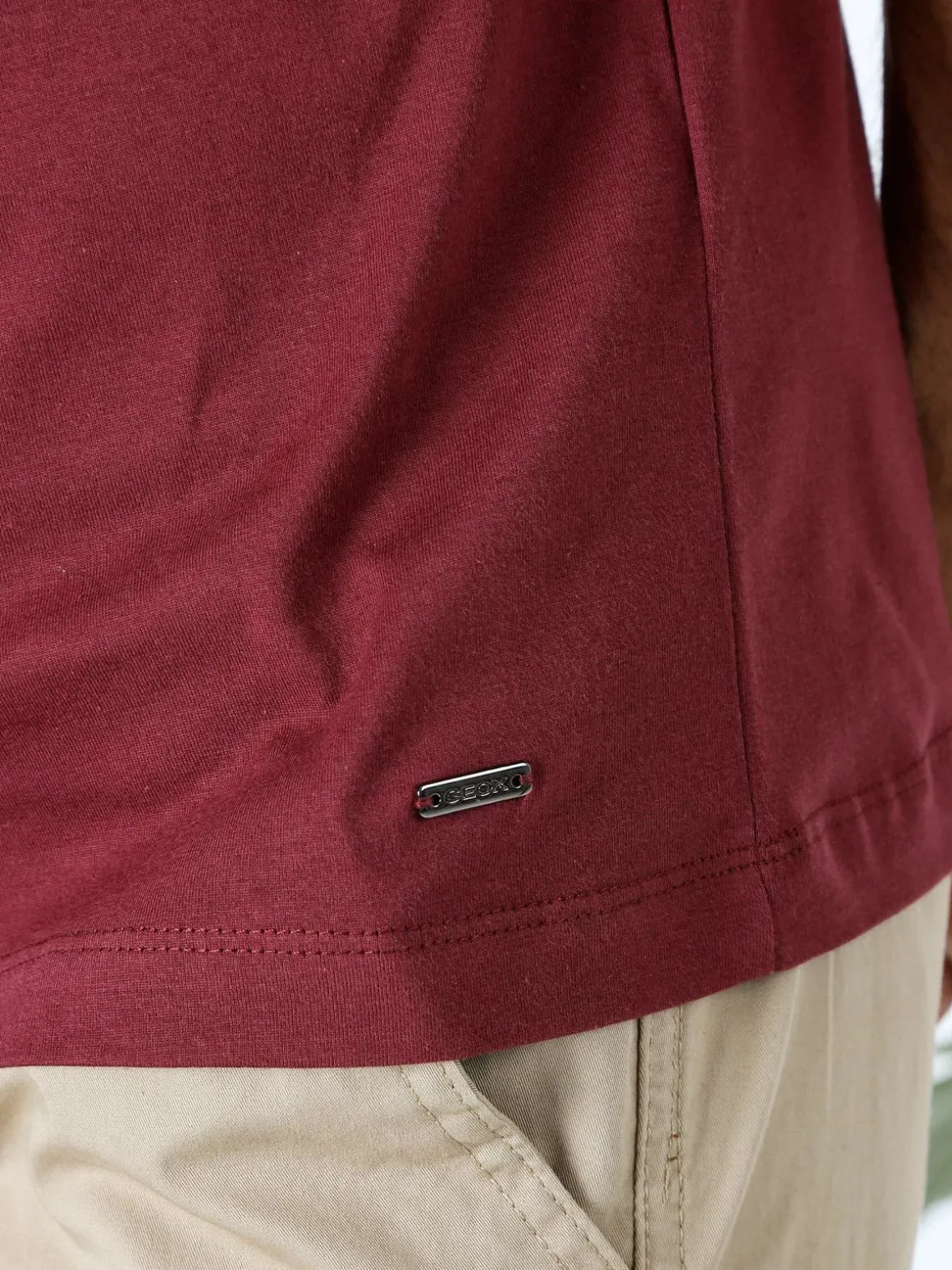 Geox T-shirt girocollo da uomo in cotone - bordeaux