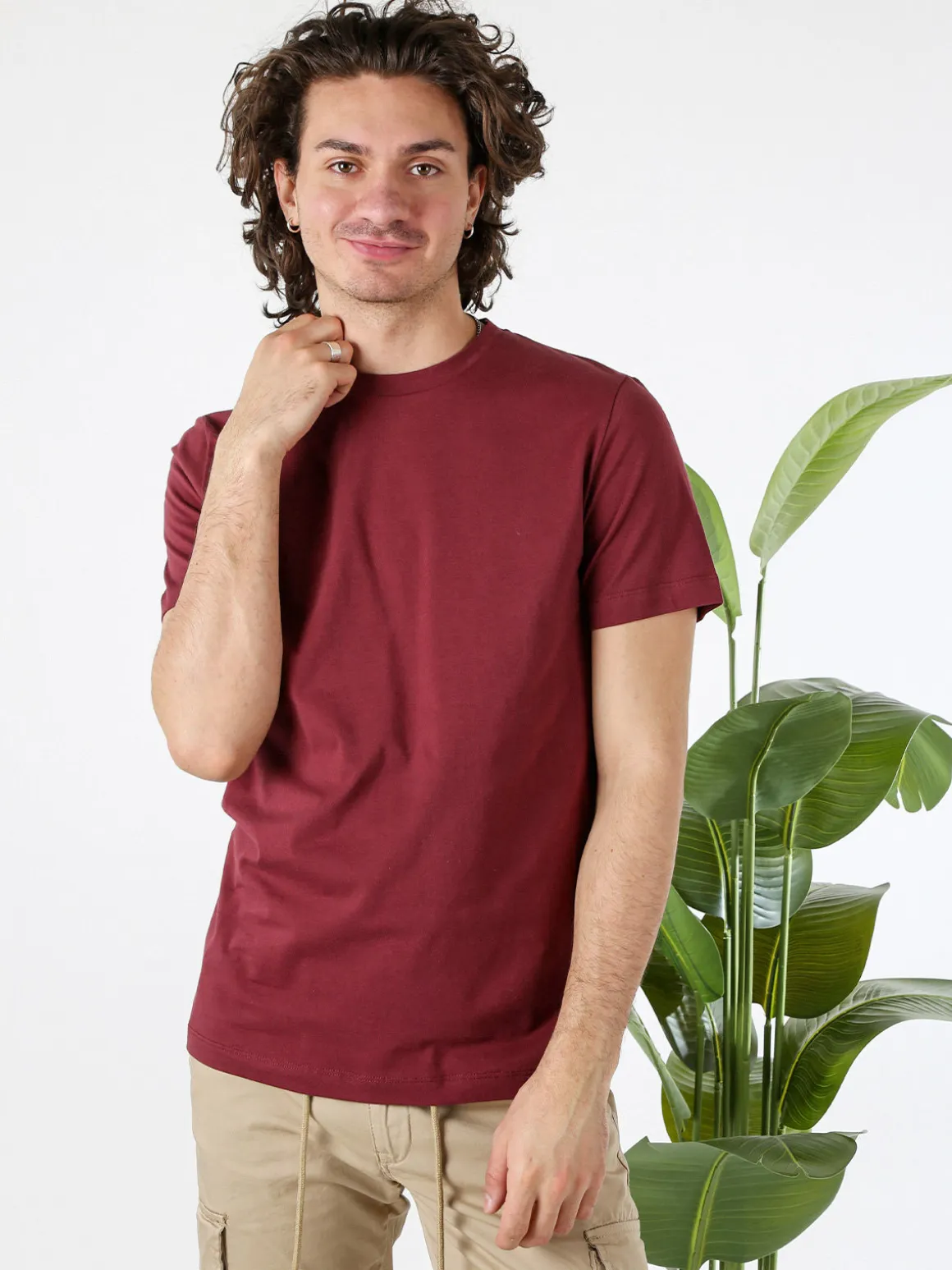 Geox T-shirt girocollo da uomo in cotone - bordeaux