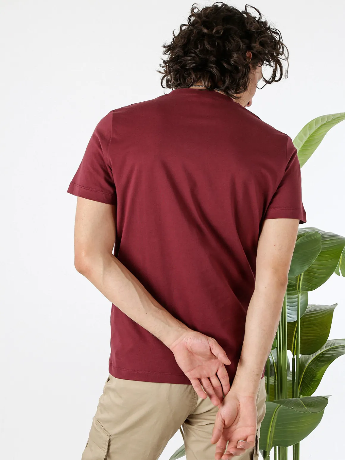 Geox T-shirt girocollo da uomo in cotone - bordeaux