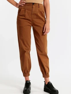 Ghiaccio&Limone Pantaloni in cotone a vita alta con polsino