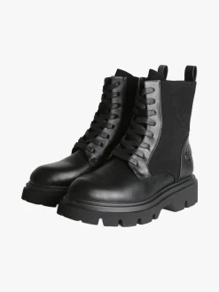 Gian Marco Venturi Anfibi donna chunky in ecopelle e velluto - nero