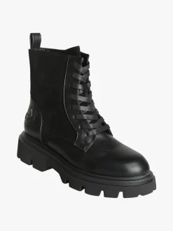 Gian Marco Venturi Anfibi donna chunky in ecopelle e velluto - nero