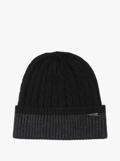 Gian Marco Venturi Cappello da uomo in maglia a coste con risvolto - nero