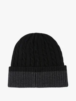 Gian Marco Venturi Cappello da uomo in maglia a coste con risvolto - nero