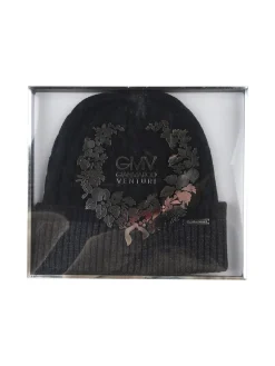 Gian Marco Venturi Cappello da uomo in maglia a coste con risvolto - nero