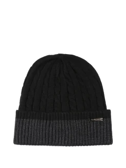 Gian Marco Venturi Cappello da uomo in maglia a coste con risvolto - nero