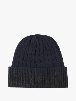 Gian Marco Venturi Cappello da uomo in maglia a coste con risvolto - blu scuro