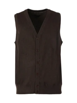 Gian Marco Venturi Gilet da uomo in maglia misto lana con bottoni - marrone