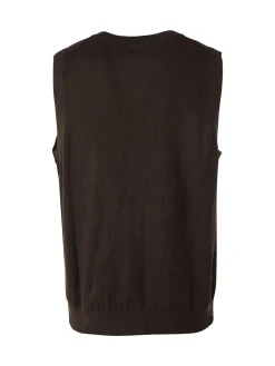 Gian Marco Venturi Gilet da uomo in maglia misto lana con bottoni - marrone