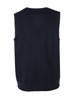Gian Marco Venturi Gilet da uomo in maglia misto lana con bottoni - blu scuro