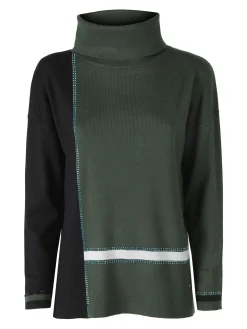 Gian Marco Venturi Maglia dolcevita da donna con strass - verde