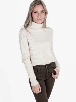 Gian Marco Venturi Maglia dolcevita da donna a trecce con micropaillettes luccicanti