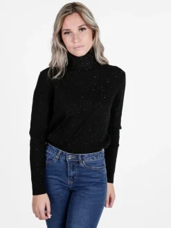 Gian Marco Venturi Maglia dolcevita da donna a trecce con micropaillettes luccicanti