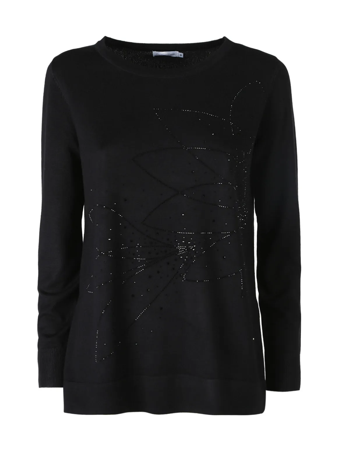 Gian Marco Venturi Maglia donna girocollo con strass e spacchi laterali - nero