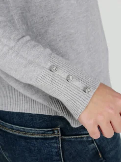 Gian Marco Venturi Maglia donna a lupetto con bottoni gioiello sui polsini