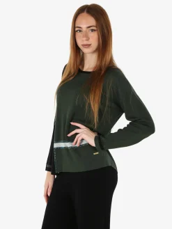 Gian Marco Venturi Maglia donna girocollo con strass - verde