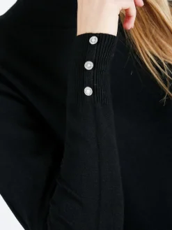 Gian Marco Venturi Maglia donna a lupetto con bottoni gioiello sui polsini