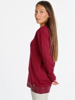 Gian Marco Venturi Maglia donna girocollo con borchie sul finale - bordeaux