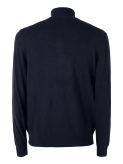 Gian Marco Venturi Maglione da uomo mezza zip in misto lana e cashmere - blu scuro