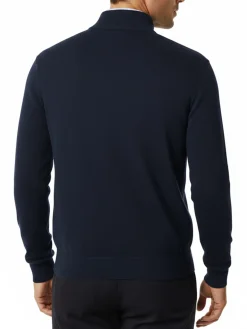 Gian Marco Venturi Maglione da uomo mezza zip in misto lana e cashmere - blu scuro