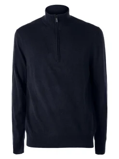 Gian Marco Venturi Maglione da uomo mezza zip in misto lana e cashmere - blu scuro