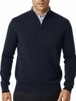 Gian Marco Venturi Maglione da uomo mezza zip in misto lana e cashmere - blu scuro