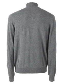 Gian Marco Venturi Maglione da uomo mezza zip in misto lana e cashmere - grigio scuro