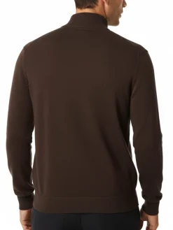 Gian Marco Venturi Maglione da uomo mezza zip in misto lana e cashmere - marrone