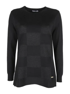 Gian Marco Venturi Pullover donna a scacchi in lurex