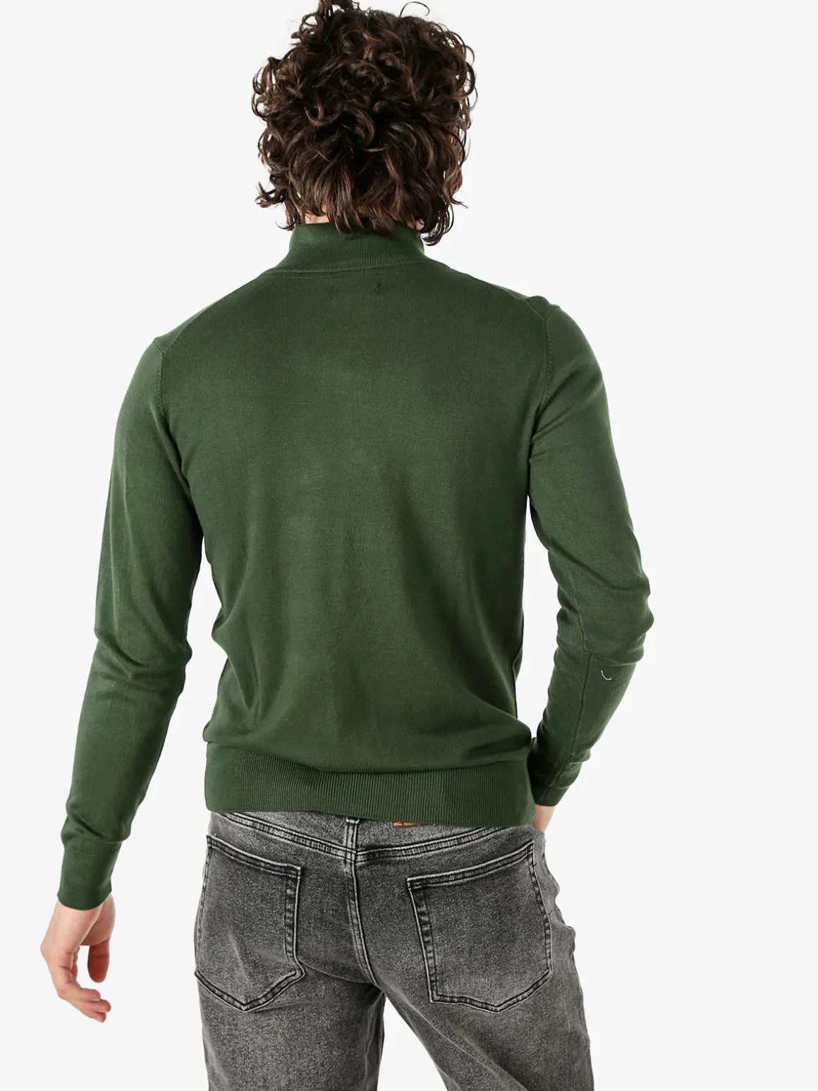 Gian Marco Venturi Pullover da uomo mezza zip misto viscosa - militare