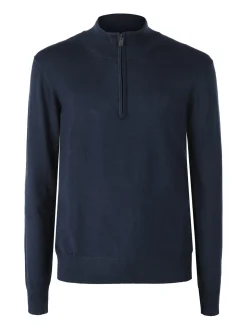 Gian Marco Venturi Pullover da uomo mezza zip misto viscosa - blu scuro