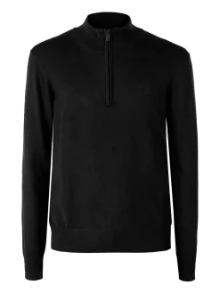 Gian Marco Venturi Pullover da uomo mezza zip misto viscosa - nero