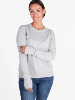 Gian Marco Venturi Pullover girocollo in maglia da donna con bottoni gioiello sui polsini