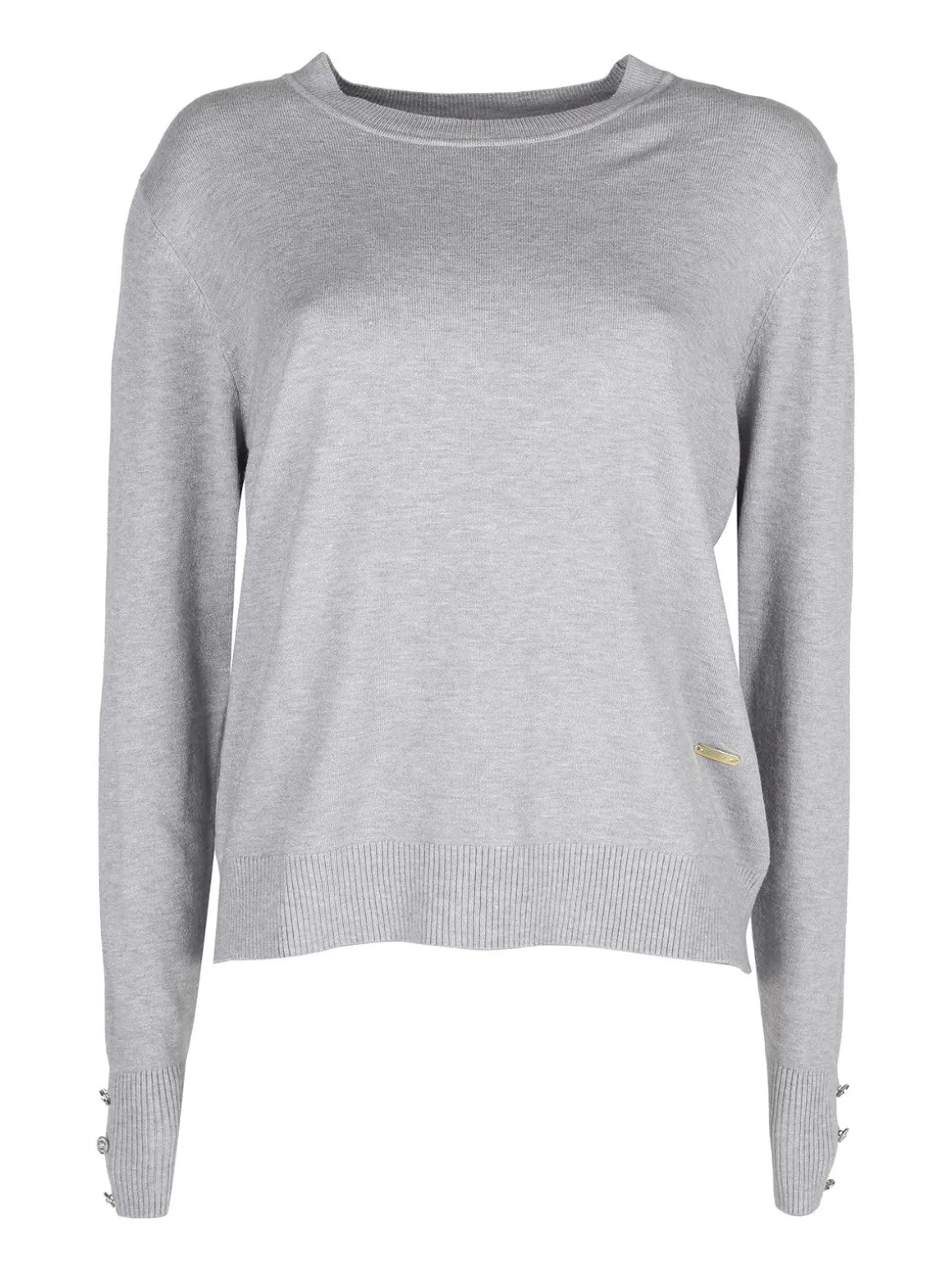 Gian Marco Venturi Pullover girocollo in maglia da donna con bottoni gioiello sui polsini