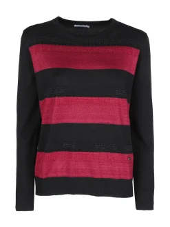 Gian Marco Venturi Pullover in maglia da donna a blocchi di colore con strass