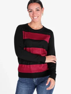 Gian Marco Venturi Pullover in maglia da donna a blocchi di colore con strass