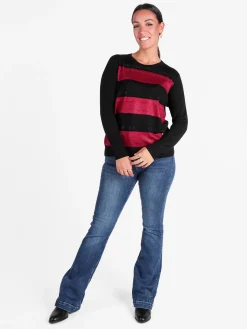 Gian Marco Venturi Pullover in maglia da donna a blocchi di colore con strass