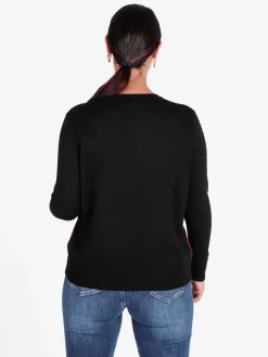 Gian Marco Venturi Pullover in maglia da donna a blocchi di colore con strass