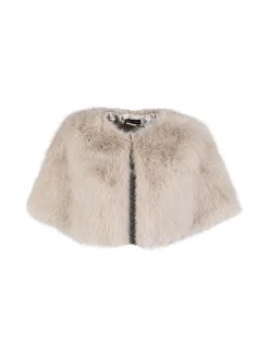 Gian Marco Venturi Scialle donna in pelliccia sintetica con gancino - beige