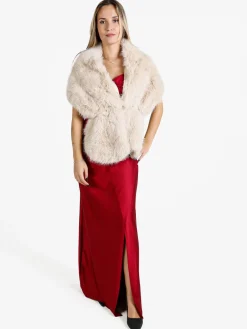 Gian Marco Venturi Scialle donna in pelliccia sintetica - beige