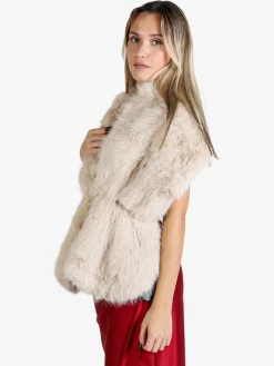 Gian Marco Venturi Scialle donna in pelliccia sintetica - beige