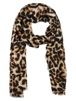 Gian Marco Venturi Sciarpa animalier da donna sfrangiata - beige