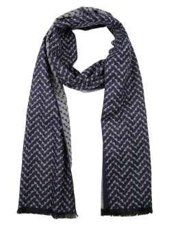 Gian Marco Venturi Sciarpa uomo con stampe bicolore - blu scuro