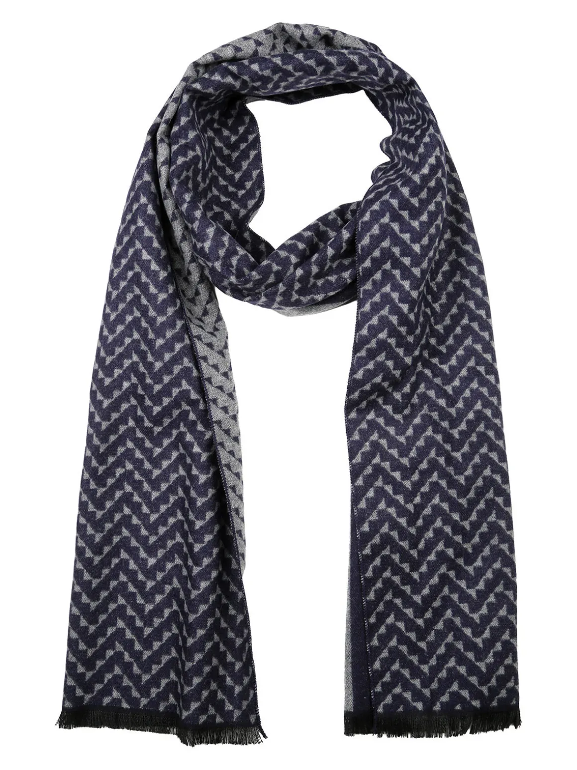 Gian Marco Venturi Sciarpa uomo con stampe bicolore - blu scuro