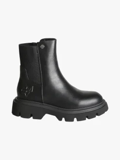 Gian Marco Venturi Stivaletti donna chunky in ecopelle con dettaglio in tessuto - nero