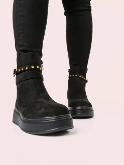 Gian Marco Venturi Stivaletti donna scamosciati con borchie e platform - nero